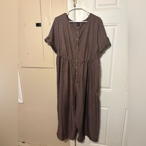 SHEIN Brown Button-Up Jumpsuit